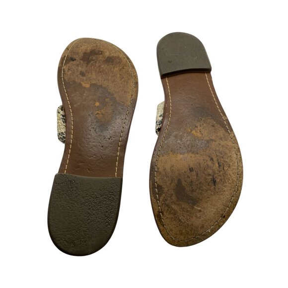 Sam Edelman Cream Reptile Pattern Leather Sandals - Picture 4 of 5